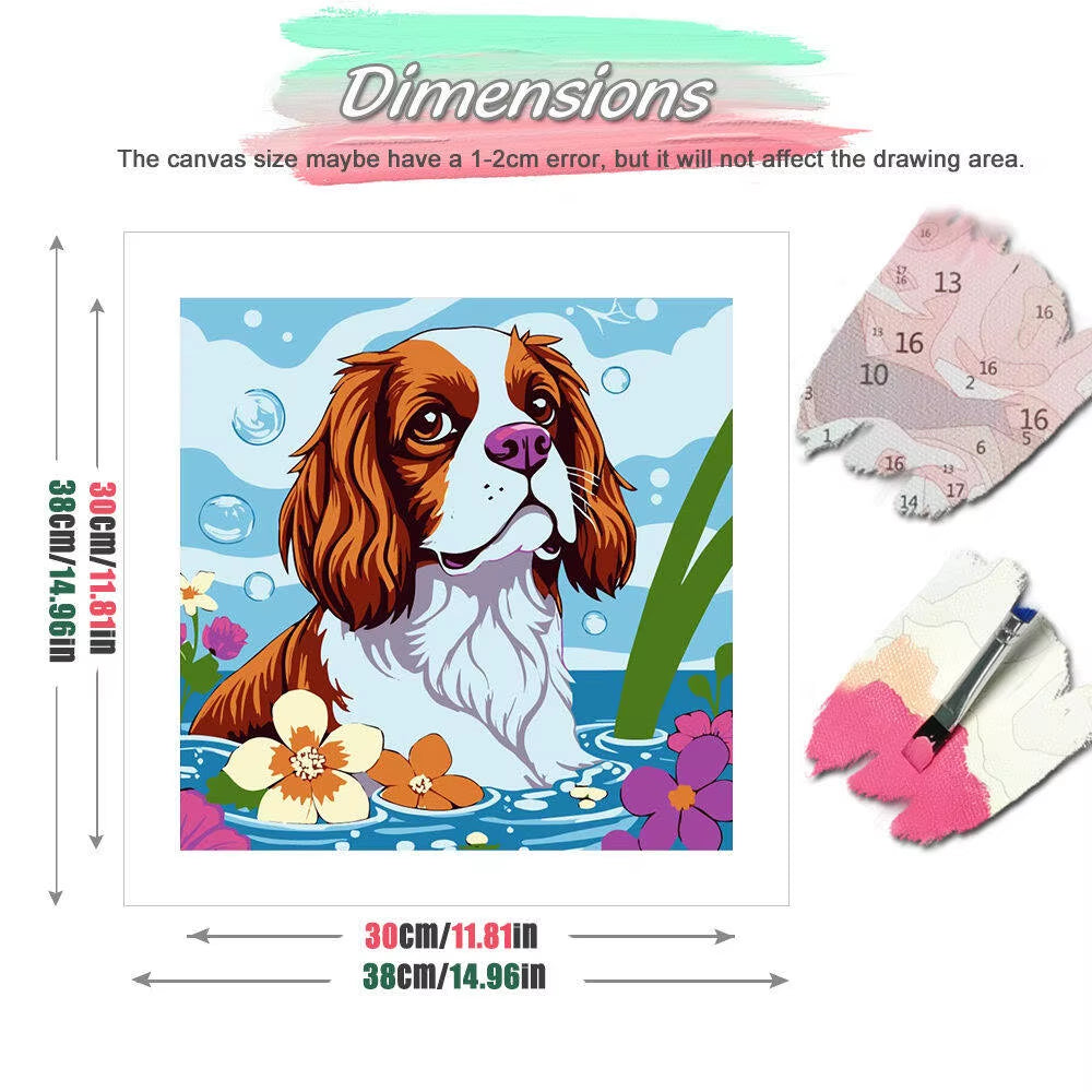 Dog Pattern Oil Paint by Numbers Animal Oil Painting by Number for Adults Flower Holiday Gifts