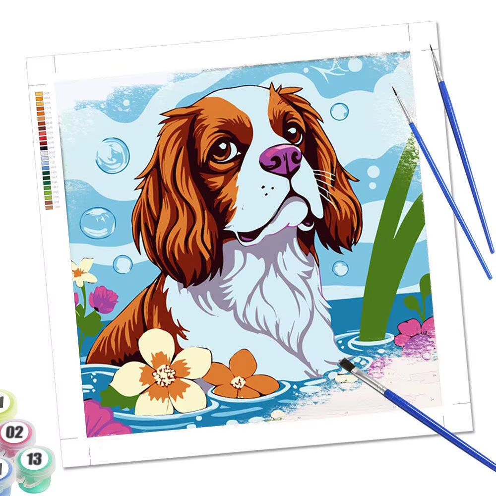 Dog Pattern Oil Paint by Numbers Animal Oil Painting by Number for Adults Flower Holiday Gifts