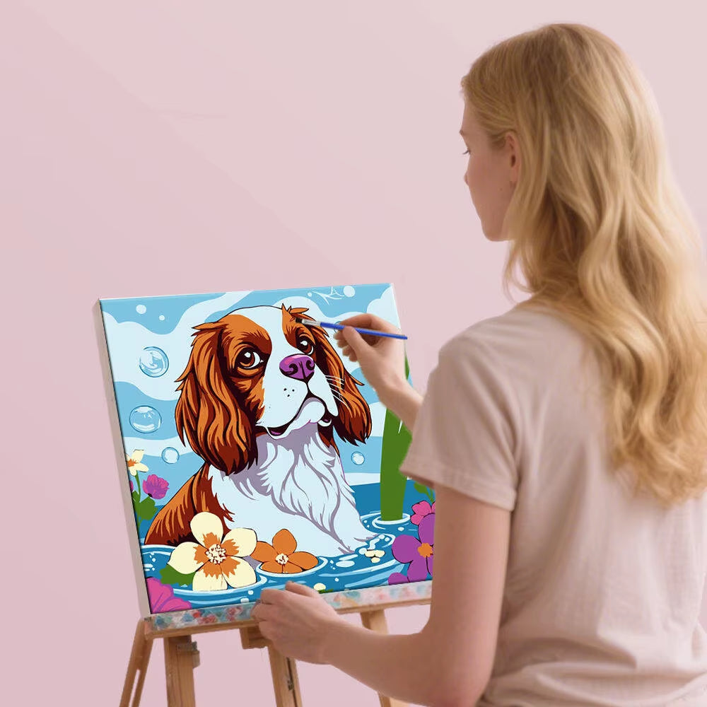 Dog Pattern Oil Paint by Numbers Animal Oil Painting by Number for Adults Flower Holiday Gifts
