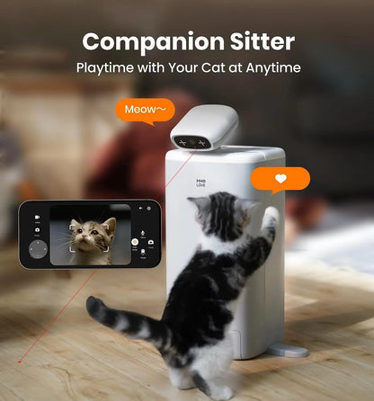 Automatic Cat Feeder with 1080P HD Camera APP Controlled Remote Smart Pet Food Dispenser with Night Vision Function