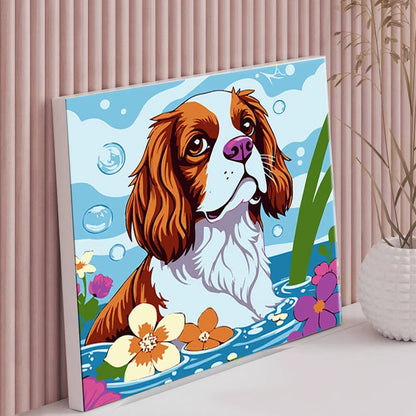 Dog Pattern Oil Paint by Numbers Animal Oil Painting by Number for Adults Flower Holiday Gifts