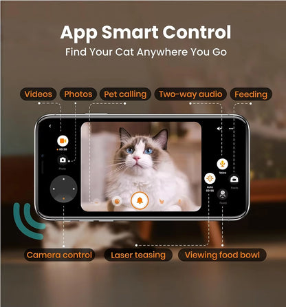 Automatic Cat Feeder with 1080P HD Camera APP Controlled Remote Smart Pet Food Dispenser with Night Vision Function